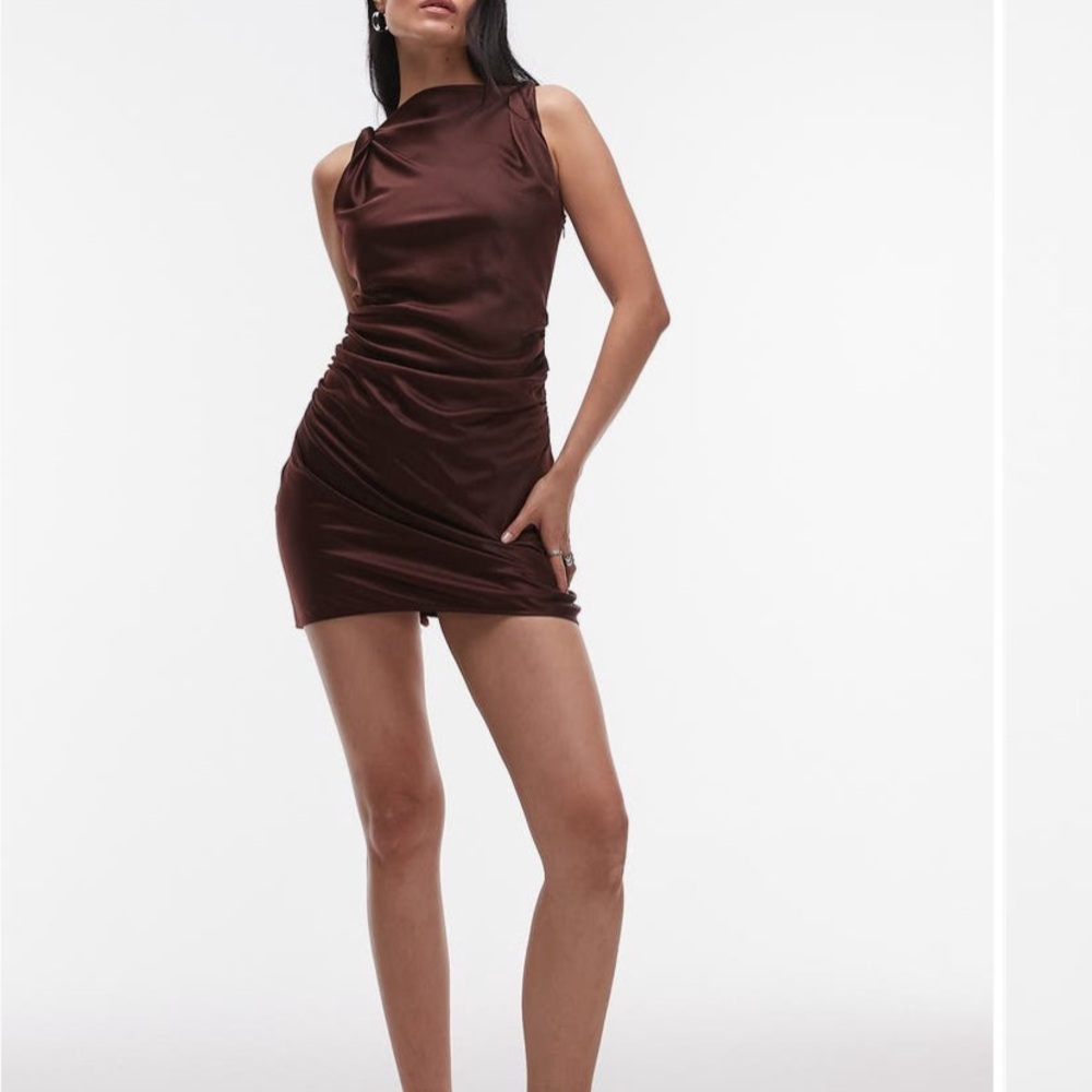 Topshop Brown Sleeveless Dress